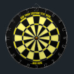 Black and Yellow Dartboard with Custom Text<br><div class="desc">Black and yellow dart board with two custom text areas. Choose "customize more" option if you want to change colours.</div>