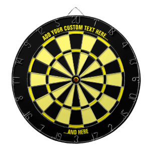 Black and Yellow Dartboard with Custom Text