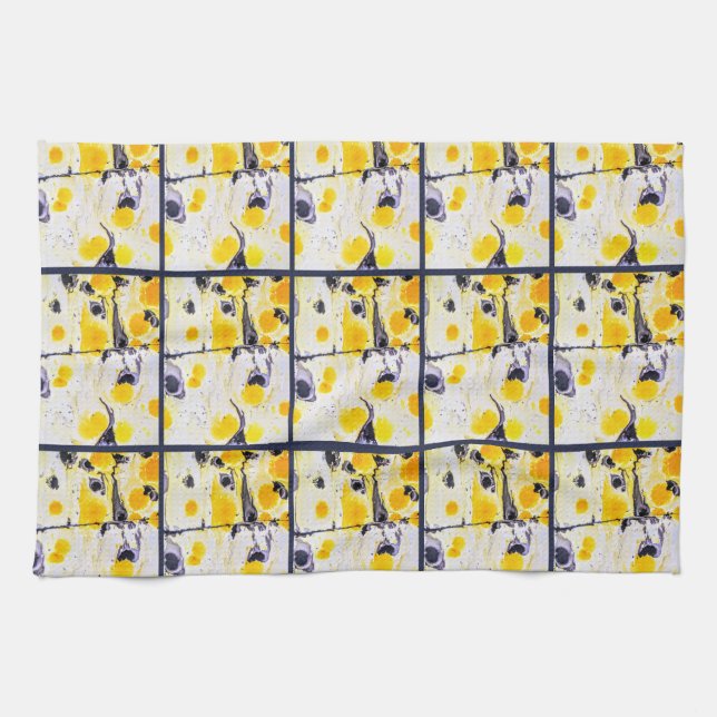 Black and Yellow design kitchen towel (Horizontal)