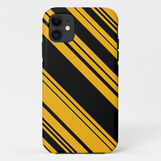 Black and Yellow diagonal stripes Case-Mate iPhone Case (Back)