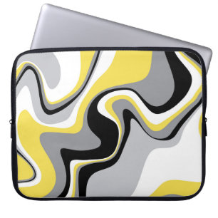 Black and Yellow Fluid Abstract Laptop Sleeve