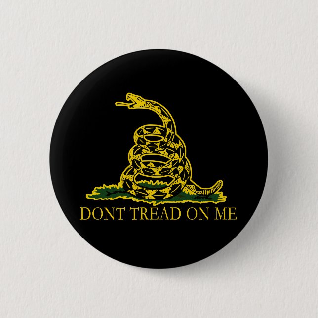 Black and Yellow Gadsden Flag, Don't Tread on Me! 2 Inch Round Button (Front)