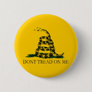 Black and Yellow Gadsden Flag, Don't Tread on Me! 2 Inch Round Button
