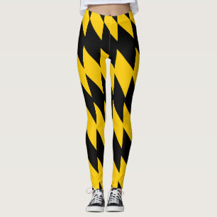 Black and Yellow Geometric Patterned Leggings