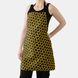 Black and Yellow Geometrical Star Seamless Pattern Apron