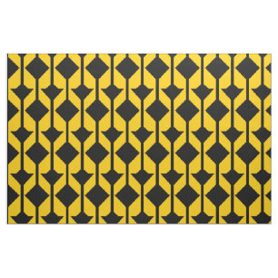 Black and Yellow-Gold Abstract-Patterned Fabric