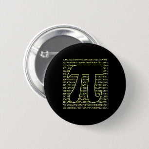 Black And Yellow Happy Pi Day 3.14 2 Inch Round Button