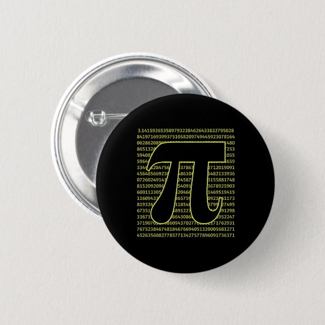 Black And Yellow Happy Pi Day 3.14 2 Inch Round Button (Front & Back)