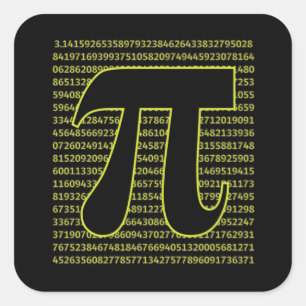 Black And Yellow Happy Pi Day 3.14 Square Sticker