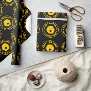 Black and yellow honey beehive Birthday Wrapping Paper