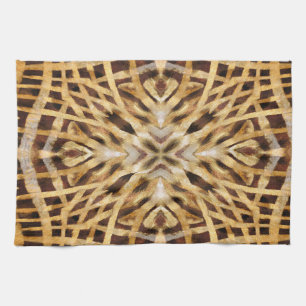Black and yellow kaleidoscope fur pattern kitchen towel