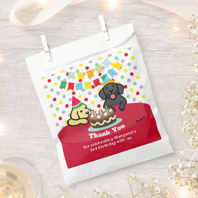 Black and Yellow Labrador Dogs Birthday Favour Bag (Clipped)