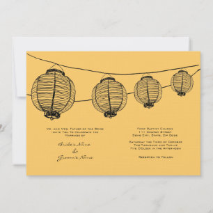 Black and Yellow Lanterns Wedding Invitation