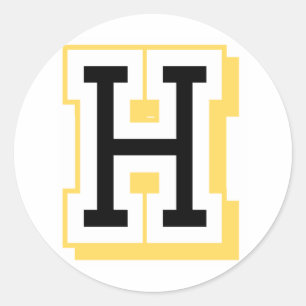 Black and Yellow Letter H Classic Round Sticker