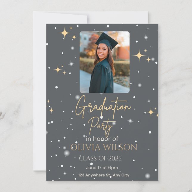 Black and Yellow Modern Graduation Invitation (Front)