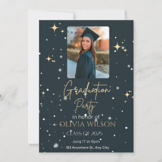 Black and Yellow Modern Graduation Invitation