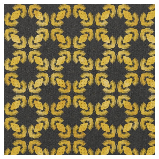 Black and Yellow Modern Urban Pattern Fabric (Close Up)