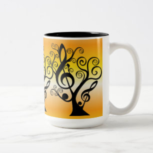 Black and Yellow Music Treble Clef Tree Mug