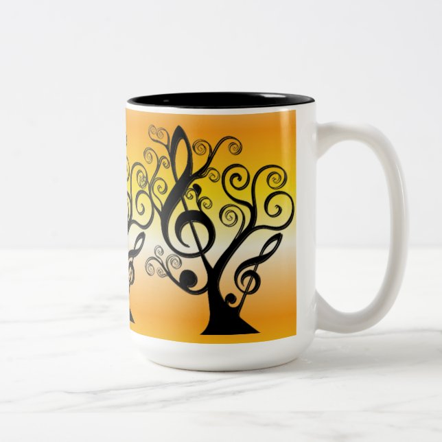Black and Yellow Music Treble Clef Tree Mug (Right)