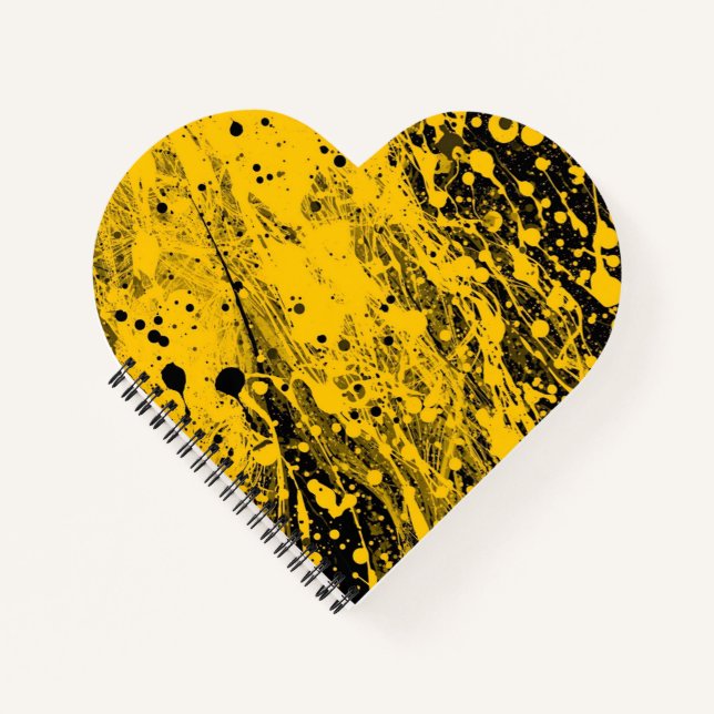 Black and Yellow Paint Splashes Notebook (Front)
