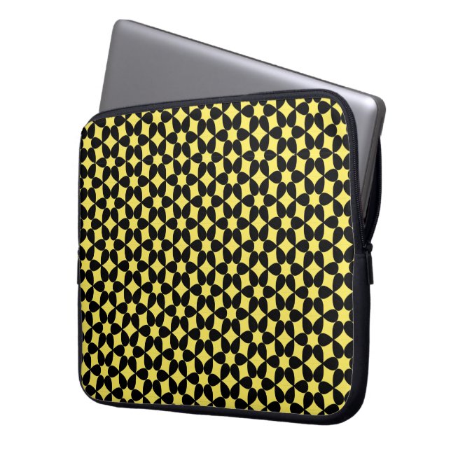 Black and Yellow Pattern Laptop Case (Front Left)