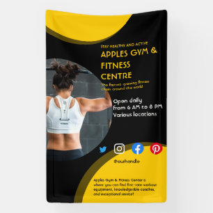 black and yellow Photo gym personal trainer fit  F Banner