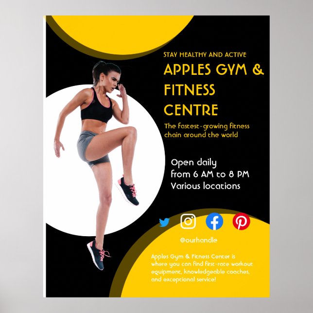 black and yellow Photo gym personal trainer fit  F Poster (Front)