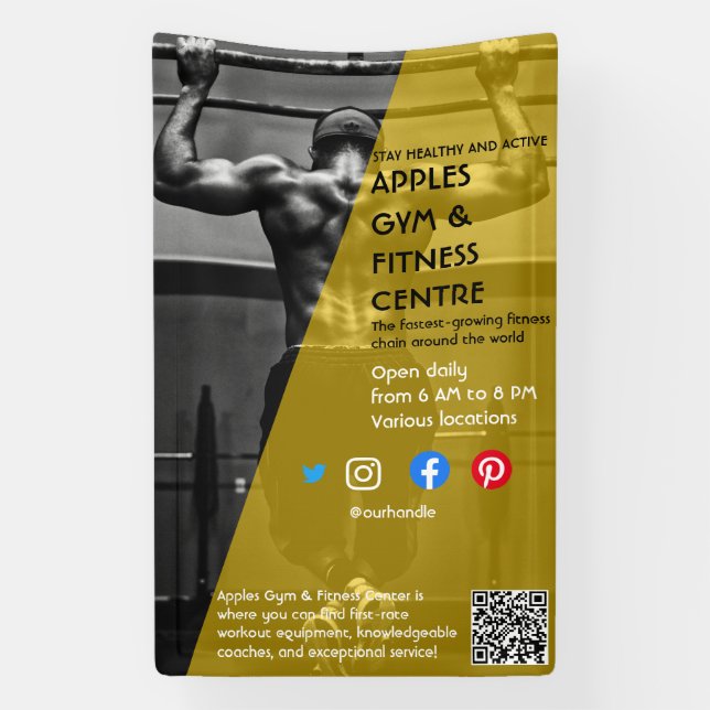 black and yellow Photo gym personal trainer fit Fl Banner (Vertical)
