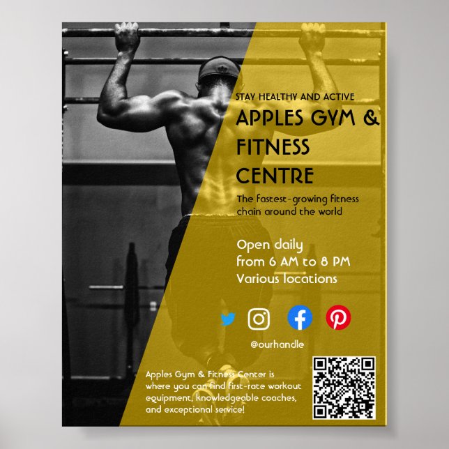black and yellow Photo gym personal trainer fit Fl Poster (Front)