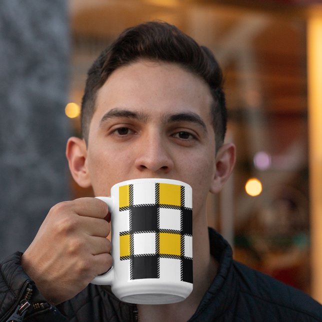 Black and Yellow Plaid Check Coffee Mug (Mugs and cups)