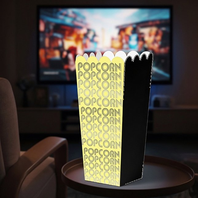 Black and yellow popcorn favor box (Creator Uploaded)