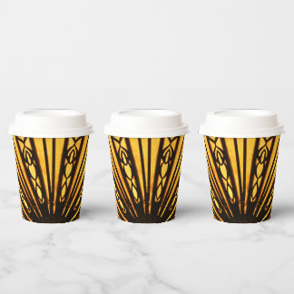 Black and Yellow Radial Lines Paper Cups