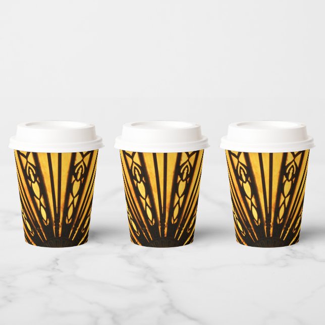 Black and Yellow Radial Lines Paper Cups (Multi)