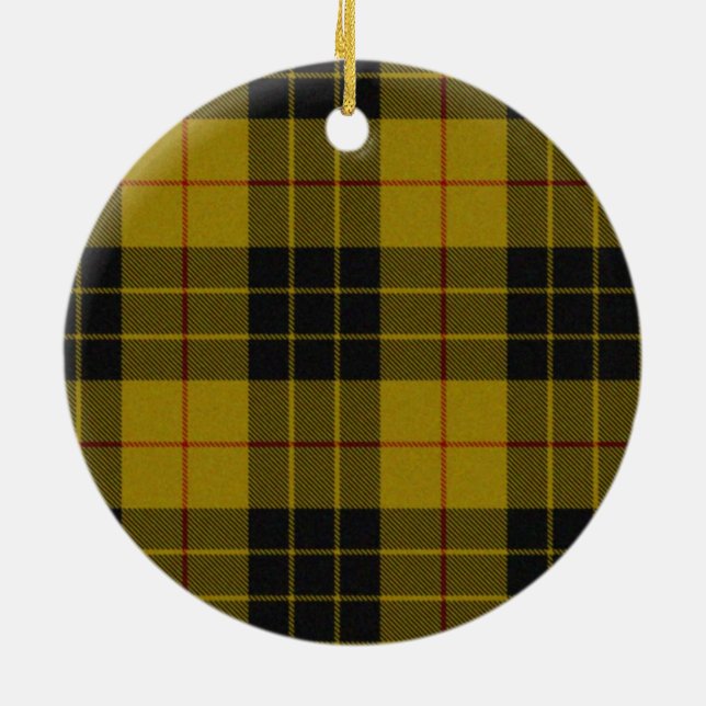 Black and Yellow Scottish Clan MacLeod Tartan Ceramic Ornament (Back)