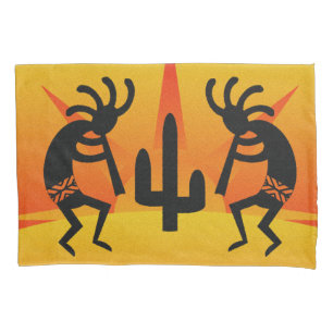 Black And Yellow Southwest Kokopelli Design Pillowcase