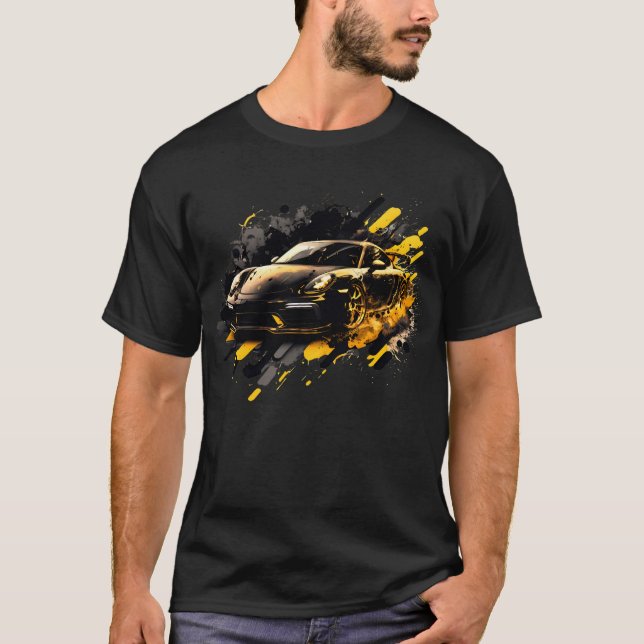 Black and Yellow Sport car T-Shirt (Front)