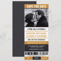 Black and Yellow Sports Ticket Save the Date