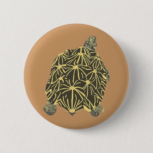 Black and Yellow Star Tortoise, painting on button (Front)