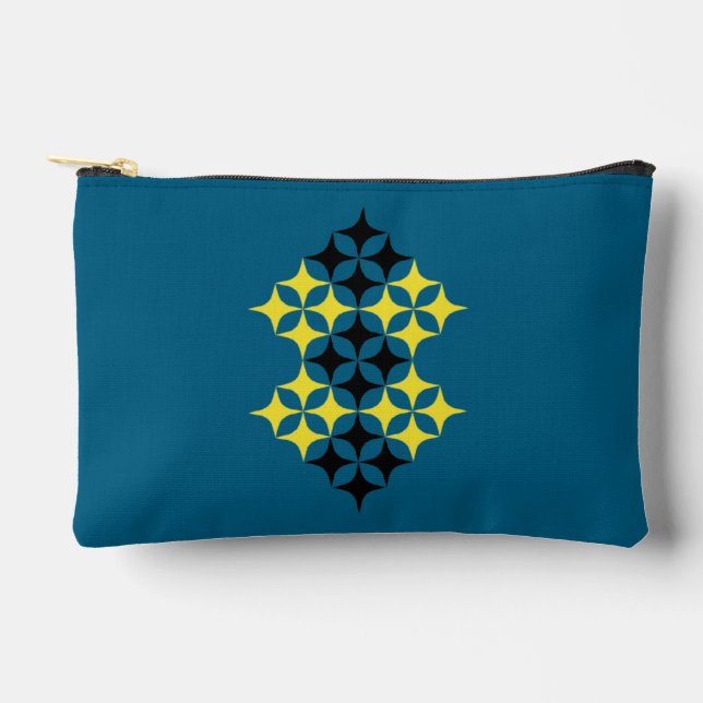 Black and Yellow Stars Large Accessory Pouch (Front)