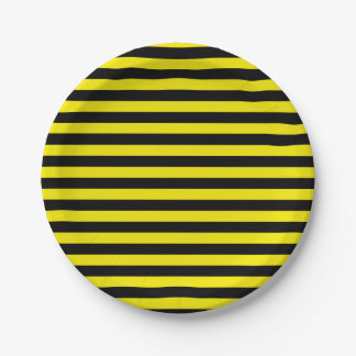 Black and Yellow Stripes Paper Plates