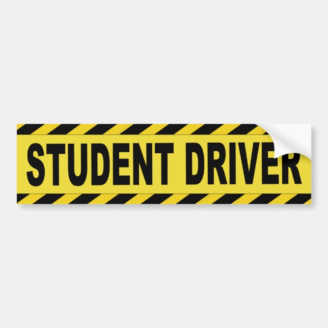 Black and Yellow Student Driver Bumper Sticker (Front)