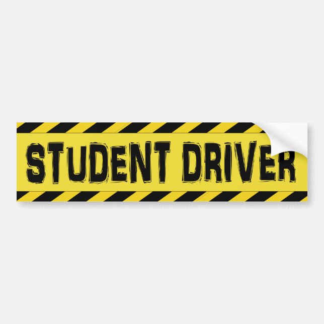 Black and Yellow Student Driver Bumper Sticker (Front)