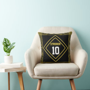 Black and Yellow Throw Pillow