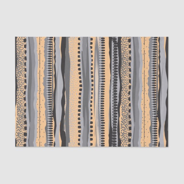 Black and yellow tribal geometric shapes pattern tissue paper (Front)