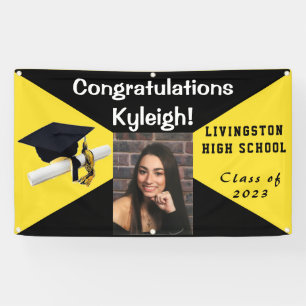 Black and Yellow Vinyl Graduation Photo Banner