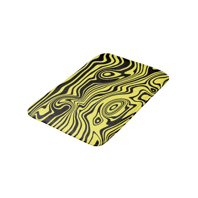 Black and Yellow Waves Bath Mat - Custom Colours (Angled)