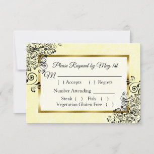 Black and Yellow Wedding RSVP card