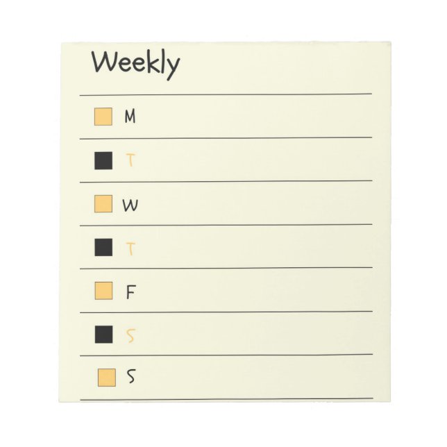 Black and Yellow Weekly Bold & Stylish Planner Notepad (Front)