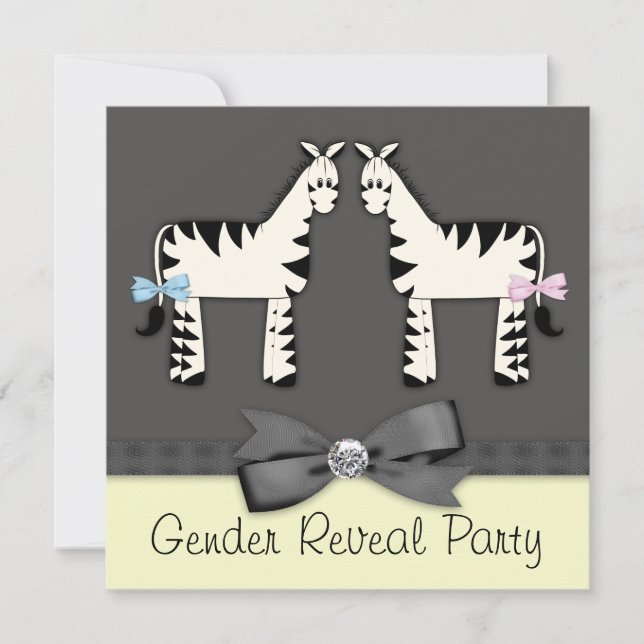 Black and Yellow Zebra Gender Reveal Invitation (Front)