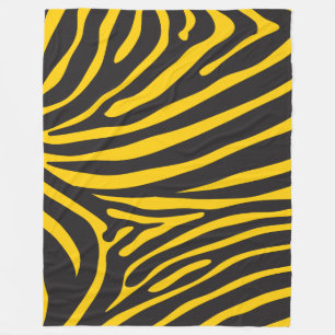 Black and Yellow Zebra Print Fleece Blanket